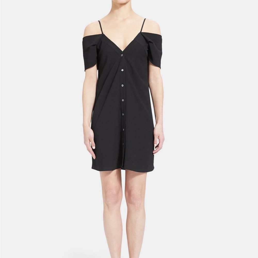 Brand New Theory Off-The-Shoulder Button-Down Dress
